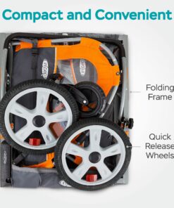 Instep Quick-N-EZ Double Tow Behind Bike Trailer for Toddlers, Kids, Converts to Stroller, Jogger, 2-in-1 Canopy, Universal Bicycle Coupler, Folding Frame, Multiple Colors Orange 25 81NutPtYkoL