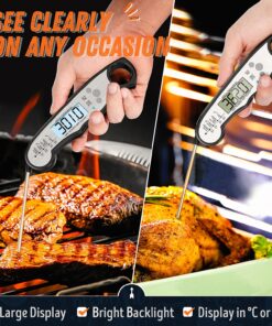 Digital Meat Thermometer, Waterproof Instant Read Food Thermometer for Cooking and Grilling, Kitchen Gadgets, Accessories with Backlight & Calibration for Candy, BBQ Grill, Liquids, Beef, Turkey… Black - Sliver 22 81Ny3Kv1I S