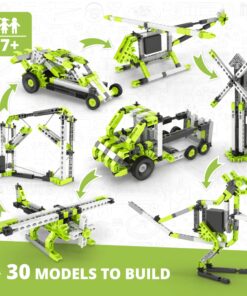 Alternative view of Engino Inventor - 30-IN-ONE |BUILD 30 Motorized Models | Assemble Drag Racer, Drawbridge, Truck , T-Rex, Helicopter, Elevator and so much more | STEM Construction Kit