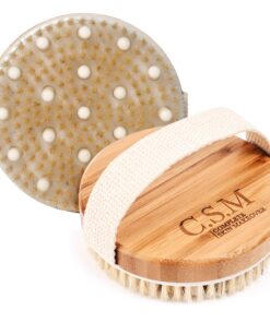 CSM Dry Body Brush for Beautiful Skin - Solid Wood Frame & Boar Hair Exfoliating Brush to Exfoliate & Soften Skin, Improve Circulation, Stop Ingrown Hairs, and Reduce The Appearance Cellulite 40 81NzOVTGaL