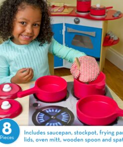 Melissa & Doug Deluxe Wooden Kitchen Accessory Set - Pots & Pans (8 pcs) , Green , H: 12 x W: 12 x D: 5 15 81NzqwoULcL 2
