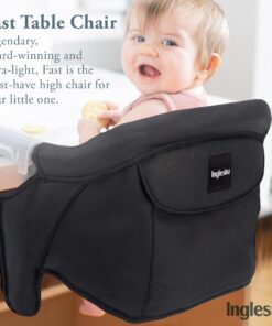 Inglesina Fast Table Chair - Award-Winning Baby High Chair for Eating & Dining - Compact, Portable & Foldable - Leaves No Scratches - for Babies 6-36 Months & 1-3 Year Old Toddler - Black 36 81O Pjhq4RL