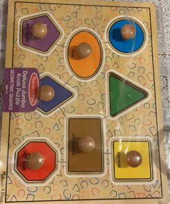 Melissa & Doug Deluxe Jumbo Knob Wooden Puzzle - Geometric Shapes (8 pcs) - Wooden Peg Chunky Baby Puzzle, Preschool Learning Puzzle, Wooden Puzzle Board For Toddlers Ages 1+ English Only 27 81O ZhBrGIL 2