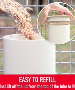 Royal Rooster Automatic Chicken Feeder with Gravity Feed Dispenser - 7lb Feeder for Chickens, Chicks & Mixed Poultry - Hanging Chicken Poultry Feeder - Auto PVC Chicken Poultry Feeder with Rain Cover 23 81O0lC7TzcL