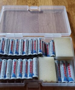 Foto&Tech AA AAA Battery Storage Box, Rechargeable Battery Storage Case Battery Holder Organizer Box Holds 46AA or 64AAA with Hinged Lid Charge Reminder Marking Non-Slip Bottom Sturdy Plastic Clear 16 81O1JxvVCHL 3