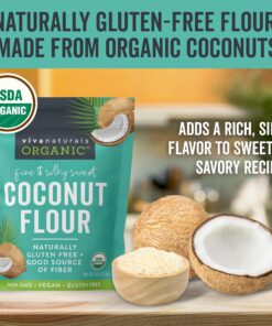 Viva Naturals Organic Coconut Flour (4 lbs) - Gluten Free Flour Substitute for Keto, Paleo and Vegan Baking, Low Fat and Fiber-Rich Coconut Baking Flour, Non-GMO, Unbleached and Unrefined, 1.81 kg 33 81O1erOBm4L