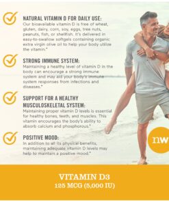 NatureWise Vitamin D3 5000iu (125 mcg) 1 Year Supply for Healthy Muscle Function, and Immune Support, Non-GMO, Gluten Free in Cold-Pressed Olive Oil, Packaging Vary ( Mini Softgel), 360 Count 360 Count (Pack of 1) 23 81O256D5QyL