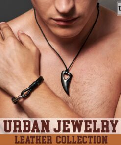 URBAN JEWELRY Men's Black 316l Stainless Steel Alpha Spear Wolf Teeth Pendant Chain Necklace Black Wolf Teeth Pendant 20 81O2pcXjNoL