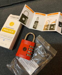 Padlock 4 Digit Combination Lock - for Gym School Locker, Outdoor Gate, Shed, Fence, and Storage - Weatherproof Metal - Keyless, Easy to Set, Resettable - Red 25 81O2wwxZrSL