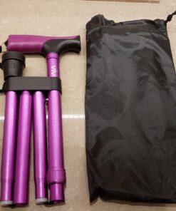 Vive Folding Cane - Foldable Walking Cane for Men, Women - Fold-up, Collapsible, Lightweight, Adjustable, Portable Hand Walking Stick - Balancing Mobility Aid - Sleek, Comfortable T Handles (Purple) Purple 48 81O39FYGrdL