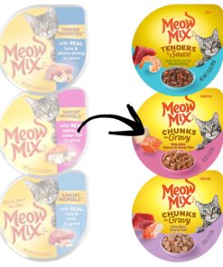 Meow Mix Seafood Selections Wet Cat Food, Variety Pack, 2.75 Ounce Cup (Pack of 24) Variety Pack: Seafood Selections 2.75 Ounce (Pack of 24) 29 81O39yJBnL
