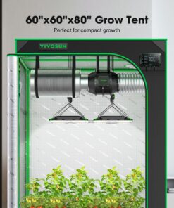 Alternative view of VIVOSUN S558 5x5 Grow Tent, 60"x60"x80" High Reflective Mylar with Observation Window and Floor Tray for Hydroponics Indoor Plant for VSF6450 60"x60"x80" Black