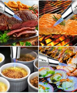 TBTEEK Butane Torch, Kitchen Torch Cooking Torch with Safety Lock & Adjustable Flame for Cooking, BBQ, Baking, Brulee, Creme, DIY Soldering(Butane Not Included) Silver 31 81O5jYjfefL