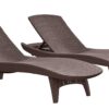 Keter Set of 2 Pacific Sun Lounge Chair Outdoor Chaise Pool Chairs with Resin Rattan Look and Adjustable Back Harvest Brown 31 81O6bgNrNVL