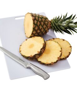 Farberware Extra-Large Plastic Cutting Board, Dishwasher- Safe Poly Chopping Board for Kitchen Meal Prep with Easy Grip Handle, 12-inch by 18-inch, White 12 81O6tPdRc8L