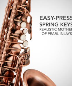 LyxJam Alto Saxophone E Flat Brass Sax Kit, Professional Sound, Complete Accessories, Ideal for All Players, Includes Hard Case, 10 Extra Reeds, Strap, Gloves, Cleaning Kit & More, Antique Red Finish 11 81O7U611JcL