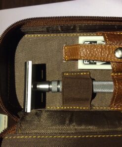 Parker Safety Razor, Genuine Leather Double Edge Safety Razor Zippered Travel Case - Holds Safety Razor and Blade Pack 19 81O7sMbSEL