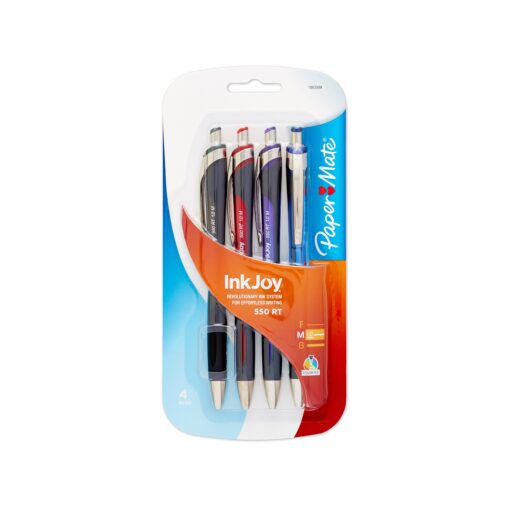 Paper Mate 1803509 InkJoy 550 RT Retractable Medium Point Advanced Ink Pens, 4 Colored Ink Pens(1803509)