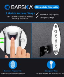 BARSKA AX11620 Biometric Fingerprint Mini Security Home Safe Box 0.29 Cubic Ft, Black, 12" x 8" x 7.75" Front Opening Compact 0.23 CU FT 30 81OEZ0LfeBL