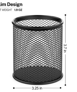 MaxGear Pen Holder for Desk, 3 Pack Pencil Holder, Non-Slip EVA Pad, Premium Mesh Metal Pen Holder, Desk Accessories & Workspace Organizers for Home, School & Office, Black, 3.7’’ Tall Mesh Black- 3.7" Tall 23 81OEkXHqRpL