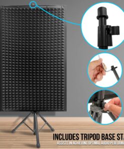 Pyle PSiP24 Acoustic Isolation Absorber Shield Sound Wall Panel Studio Foam and Dampening Wedge with Height Adjustable Stand,Charcoal Gray Single Pack 11 81OEmLzO 7L