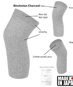 SENIOR ICARE Knee Warmers, Elastic Cotton Knee Sleeves - For Women, Men, Circulation Improvement and Joint Pain Relief for Arthritis Knees, Knitted Binchotan Charcoal Yarn, One Pair, Made in Japan 16 81OHrDk dvL