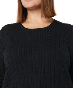 Amazon Essentials Women's Lightweight Long-Sleeve Cable Crewneck Sweater (Available in Plus Size) X-Small Black 14 81OIptQ3g3L