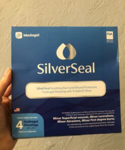 SilverSeal Burn and Wound Dressing | Hydrogel Pads with X-Static Silver | Soothing, Moist & Protective | Burns, Cuts & Wounds | 4 Sterile Dressings 4"x4" Patch (4 Count) 47 81OJC4unYKL
