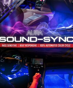 OPT7 Aura Interior Car Lights with Remote Control, Color Change, Music Sync Inside Ambient Lighting Kit, LED Lights for Car Truck Under Dash Accessories, Charger Adapter 12V, 6pc Single Row LED Strip RGB 32 81OJWhAqDML