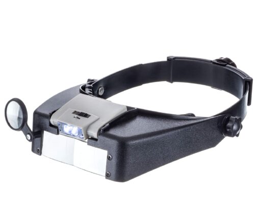 SE Illuminated Dual Lens Flip-In Head Magnifier, Head Magnifier, Tools for Repair & Precision Work, Adjustable Headlamp, 4.5X Loupe Magnifying, Black Improved LED Head Magnifier