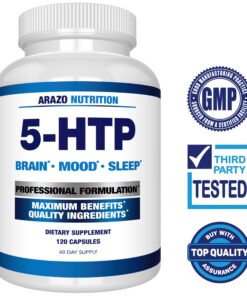 Arazo Nutrition 5-HTP 200 MG Plus Calcium for Mood, Sleep – Supports Calm and Relaxed Mood – 99% High Purity – 120 Capsules 19 81OKG1LTWlL