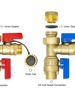 Libra Supply 3/4 inch Sweat Tankless Water Heater Isolation Valve Kit with Pressure Relief Valve, FNPT x Sweat, 3/4'' Service Valve Kit for Rheem, Rinnai, Ecosmart Navien Noritz Takagi Bosch Sweat x FNPT 11 81OKOFKT8NL