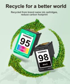 98 95 Ink Cartridges Combo Pack Remanufactured Ink for HP 98 95 Work with Officejet 150 100 6310 H470, PhotoSmart 8050 C4180 C4150 D5160, Deskjet 460 5940 (Black, Tri-Color,2 Pack) 12 81OKzN6RWL