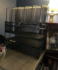 Marbrasse Desk Organiser Drawer, 4-Tier Mesh Desk File Organiser,5 Vertical File Holders and 2 Pen Holders, Multifunction Desktop Organizer,Desk Organizers and Accessories for Home Office Mesh Vertical File Folder - 01 38 81OMe49n IL