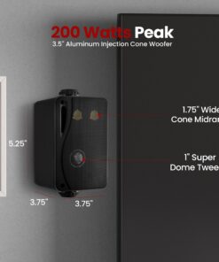 Alternative view of Pyle 3-way Mini Box Speaker System - 3.5 Inch 200 Watt Waterproof Marine Grade Mount Speakers - in a Heavy Duty ABS Enclosure Grill - Home, Boat, Poolside, Patio Indoor Outdoor Use (Black) Chimmy