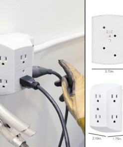 GE 6-Outlet Extender, Grounded Wall Tap, Adapter Spaced Outlets, 3-Prong, Multiple Plug, Quick and Easy Install, Cruise Essentials, UL Listed, White, 50759 1 Pack Standard Power Strip 32 81ONNIELlWL