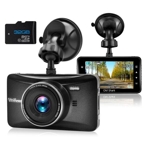 Dash Cam 1080P Full HD 3 Inch Dashboard Camera Car Recorder with 32GB Card 170°Wide Angle Dashcam Driving Loop Recording G-Sensor