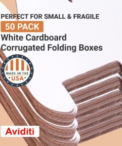 AVIDITI Corrugated Mailing Mailer Boxes Small 7" x 5" x 3" (50 Pack) Cardboard Shipping Box for Packaging Moving Packing Storage - White, 50 Pack 7x5x3 10 81OOCbwMx0L