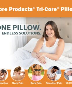 Alternative view of Core Products Tri-Core Cervical Support Pillow for Neck, Shoulder, and Back Pain Relief; Ergonomic Orthopedic Contour Fiber Bed Pillow for Back and Side Sleepers; Assembled in USA - Firm, Full Size White