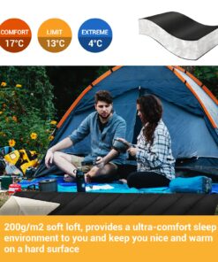 FUNDANGO 3-in-1 XL Queen Double 2 Person Sleeping Bag with 2 Pillows for Family, Couple, Adult, Oversize Lightweight Waterproof Warm Weather Sleeping Bag for Camping, Hiking, Backpacking, Blue BLACK 9 81OP84DE2iL