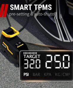 Alternative view of VacLife AC/DC 2-in-1 Tire Inflator - Portable Air Compressor, Pump for Car Tires (up to 50 PSI), Electric Bike 150 PSI) w/Auto Shut-Off Function, Model: ATJ-1666, Yellow (VL708)