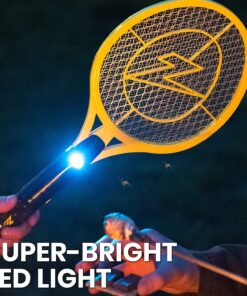 ZAP IT! Bug Zapper - Rechargeable Mosquito, Fly Killer and Bug Zapper Racket - 4,000 Volt - USB Charging, Super-Bright LED Light to Zap in the Dark - Unique 3-Layer Safety Mesh That's Safe to Touch Large Yellow 22 81ORnBbfPtL