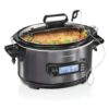 Hamilton Beach Portable 6 Quart Set & Forget Digital Programmable Slow Cooker with Lid Lock, Temperature Probe, Dishwasher Safe Crock & Lid, Black Stainless (33866) Temp Tracking Temperature Probe 79 81OSkxkGUbL 1