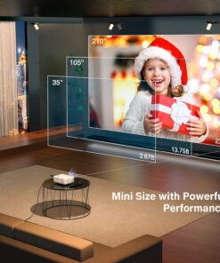 Mini Projector, VOPLLS 1080P Full HD Supported Video Projector, Portable Outdoor Home Theater Movie Projector, 50% Zoom, Compatible with HDMI, USB, AV, Smartphone/Tablet/Laptop/PC/TV Box A-Mini projector 26 81OT sEGN5L