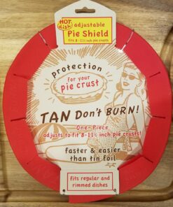 Talisman Designs Baking Pie Crust Shield Protector Cover for Edges of Pie - 8-inch to 11.5-inch Adjustable Silicone Baking Accessory for Making the Perfect Pie | Set of 1 Red Pie Shield - Set of 1 45 81OTD8RPwsL
