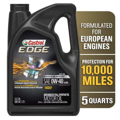 Castrol EDGE Euro 0W-40 A3/B4 Advanced Full Synthetic Motor Oil, 5 Quarts