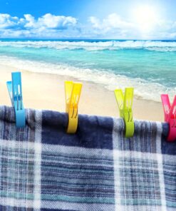 ESFUN 16 Pack Beach Towel Clips Holder for Pool Chairs on Cruise-Jumbo Size,Plastic Clothes Pegs Hanging Clip Clamps to Keep Your Towel from Blowing Away,Fashion Bright Color 16pcs 23 81OUvDeWbkL