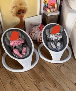 Munchkin® Bluetooth Enabled Lightweight Baby Swing with Natural Sway in 5 Ranges of Motion, Includes Remote Control, White Swing, Grey 33 81OUxOR2FCL