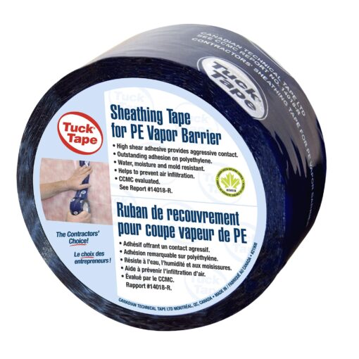 Tuck Tape Construction Sheathing Tape, Vapor Barrier PE Tape, Epoxy Resin Tape, 2.4 in x 180 ft (Blue)