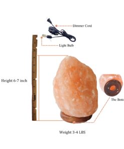 AMOYSTONE 1p Small Salt Rock Lamp Natural Himalayan Salt Lamps with UL Dimmer Cord & Bulbs, 6-7 inch 3-4lbs Wooden Base Gift Box Orange Natural 6-7 Inch 14 81OVwTbM6aL